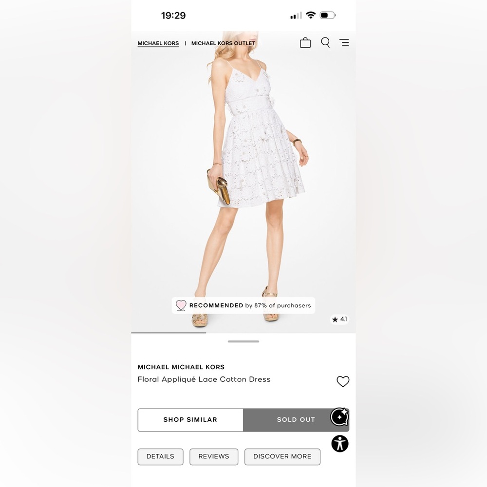Michael Kors White Eyelet Mini Dress Bridal Cottagecore Romantic Wedding Guest 0 - Picture 15 of 15